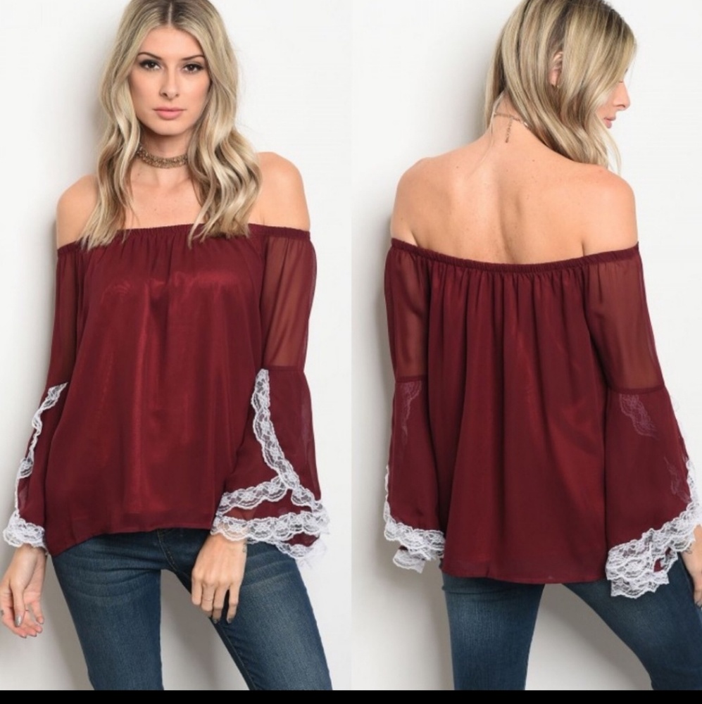 Bell sleeve lace top